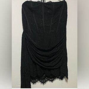 Black Lace Corset Trendy Draped Mini Dress Size 1X
